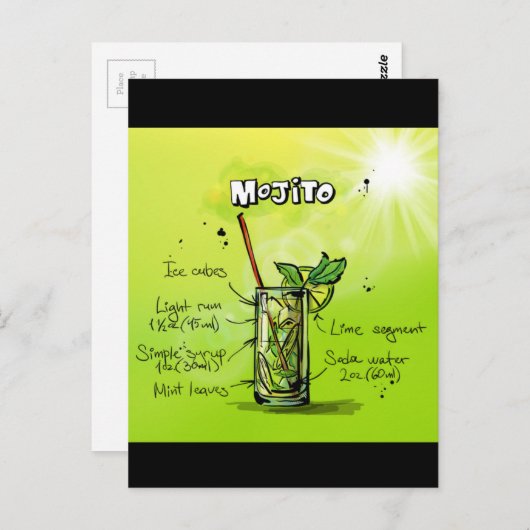 Carte Postale Recette de Mojito (Devant / Derrière)