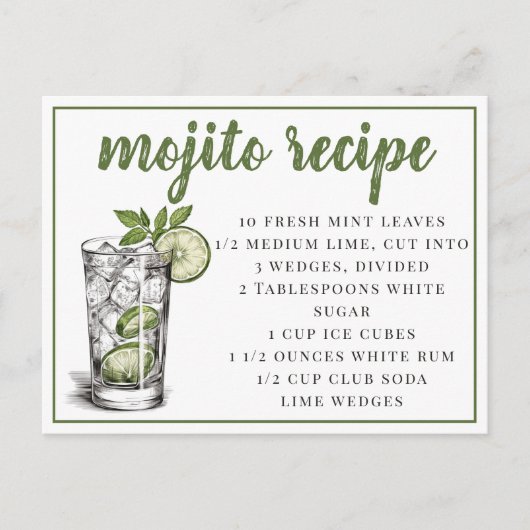 Carte Postale Recette de Mojito (Devant)