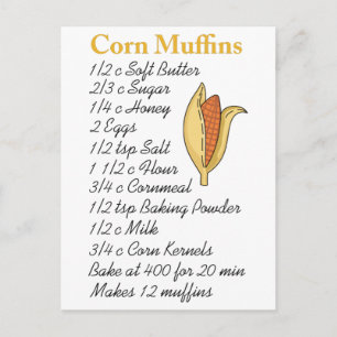 CARTE POSTALE RECETTE DE MUFFINS DE CORN