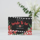 Carte Postale Recette de Noël Poinsettia Chalkboard pour mariée (Debout devant)