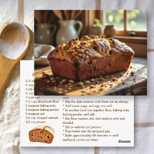 Carte Postale Recette de pain aux dattes et aux noix fait maison