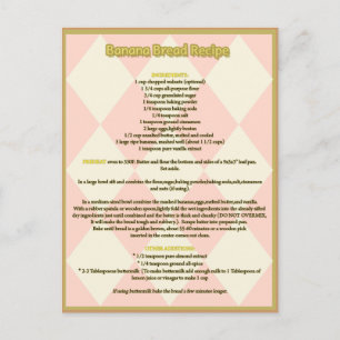 Carte postale Recette de pain de banane