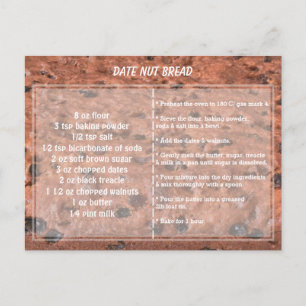 Carte Postale Recette de pain de noix Date