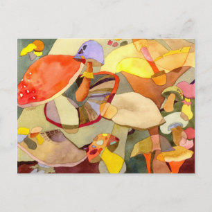 Carte Postale Recette de peinture de champignons d'aquarelle