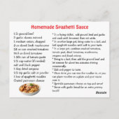 Carte Postale Recette de sauce spaghetti (Dos)