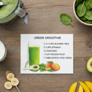 Carte Postale Recette de smoothie vert nutrition saine végétalie