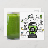 Carte Postale Recette de Smoothie verte brillante (Devant / Derrière)