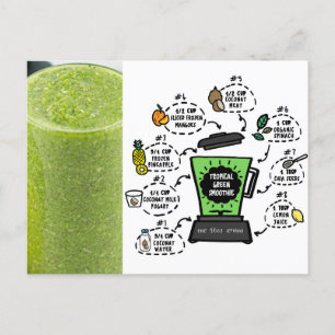 Carte Postale Recette de Smoothie verte tropicale