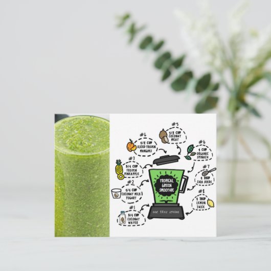 Carte Postale Recette de Smoothie verte tropicale (Debout devant)