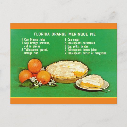 Carte Postale Recette de tarte orange de Floride (Devant)