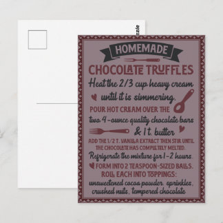 Carte Postale Recette de truffes au chocolat maison pour la Sain