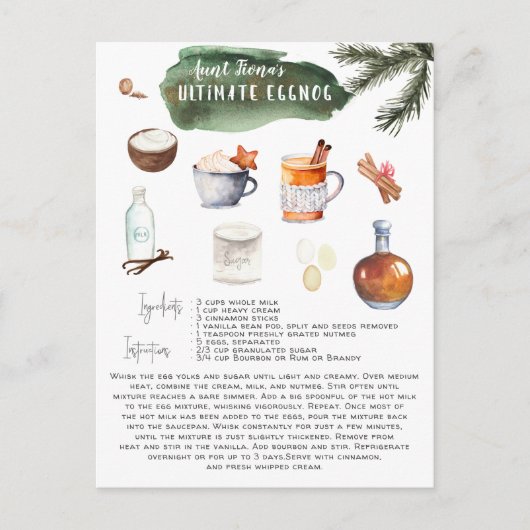 Carte Postale Recette Eggnog Ultimate | Fêtes (Devant)