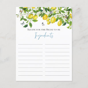 Carte Postale Recette Fête des mariées Citron Été Pour La Mariée