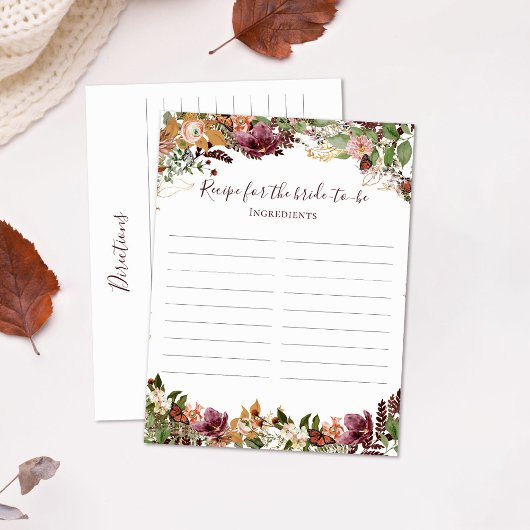 Carte Postale Recette Florale Automne Pour La Mariée
