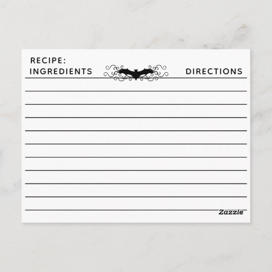 Carte Postale Recette gothique de chauve-souris (Dos)