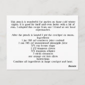 Carte Postale Recette Hot Holiday Punch (Dos)