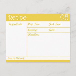 Carte Postale Recette jaune simple sans ligne