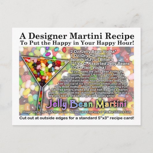 Carte postale Recette Jelly Bean Martini (Devant)
