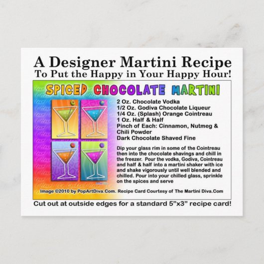Carte postale Recette Martini au chocolat épicé (Devant)