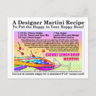 Carte postale Recette Martini au citron cerise