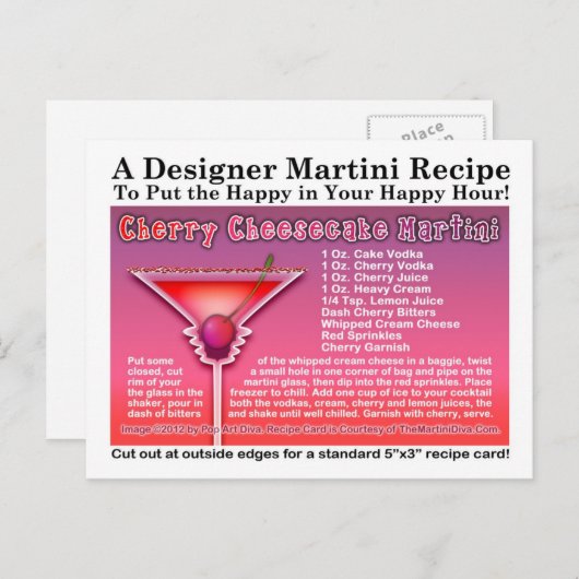 Carte postale Recette Martini au fromage Cherry (Devant / Derrière)