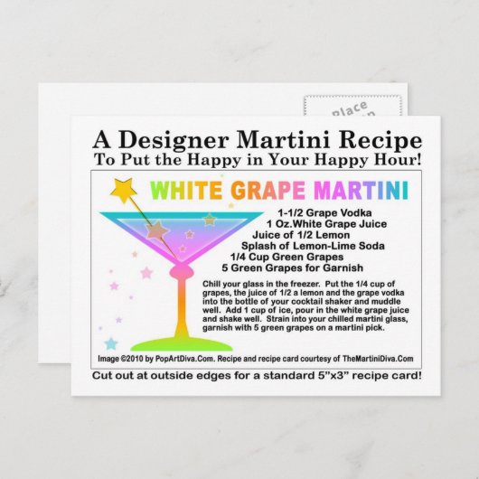 Carte postale Recette Martini au raisin blanc (Devant / Derrière)