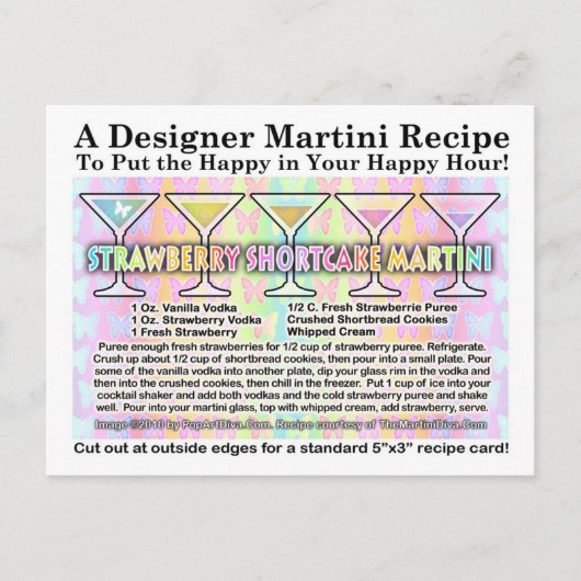Carte postale Recette Martini gâteau de fraise (Devant)