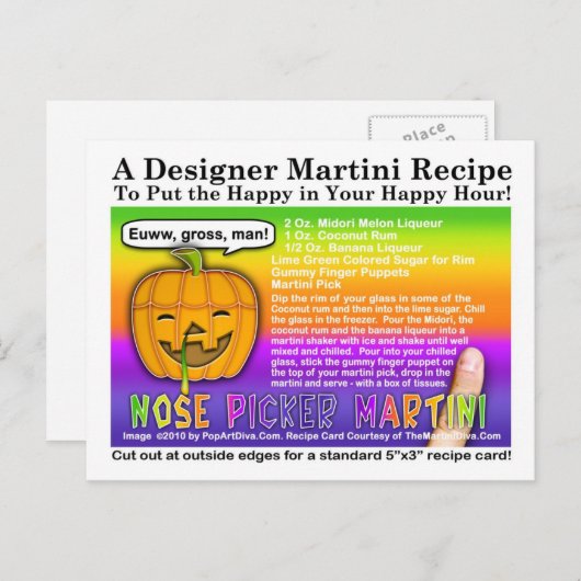 Carte postale Recette Martini Halloween Picker Nez (Devant / Derrière)