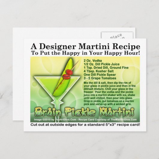 Carte postale Recette Martini Halloween Pickle Cer (Devant / Derrière)