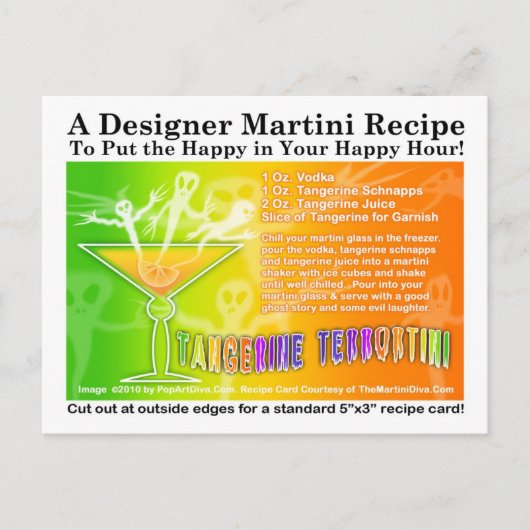 Carte postale Recette Martini Halloween Tangerine (Devant)