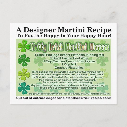 Carte postale Recette Martini Mousse Irlandaise Nu (Devant)
