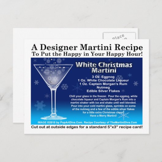 Carte postale Recette Martini Noël Blanc (Devant / Derrière)