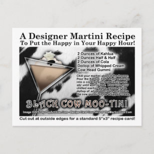 Carte postale Recette Moo-Tini Martini de vache no