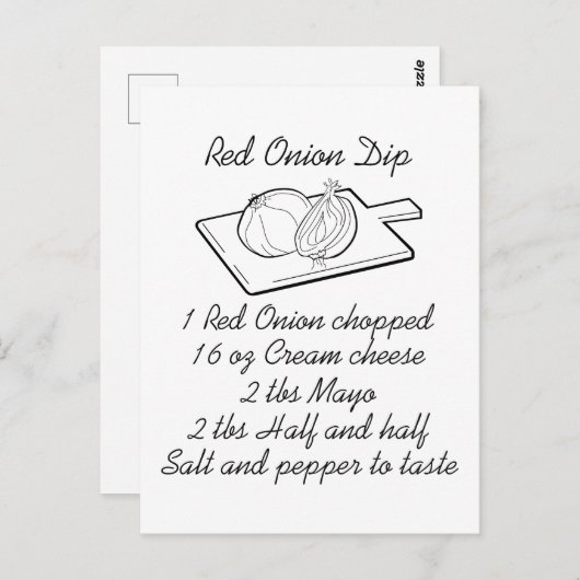 Carte Postale Recette Onion Dip (Devant / Derrière)