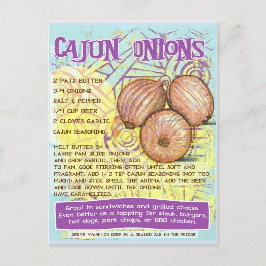 Carte postale Recette Onions Cajun (Devant)