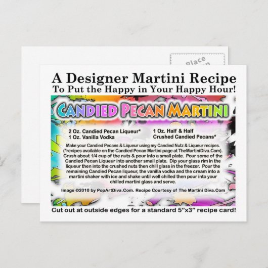 Carte postale Recette Pecan Martini (Devant / Derrière)