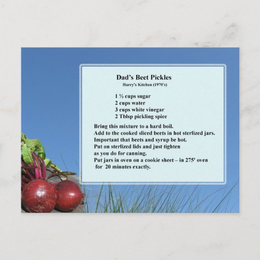 Carte postale Recette Pickles Beet Pickles de papa (Devant)