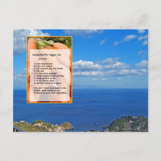 Carte postale Recette Plat Légumes (Devant)