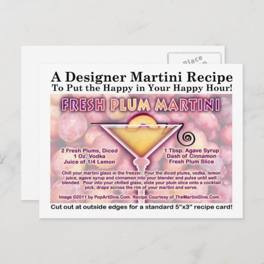 Carte postale Recette Plum Martini frais (Devant / Derrière)