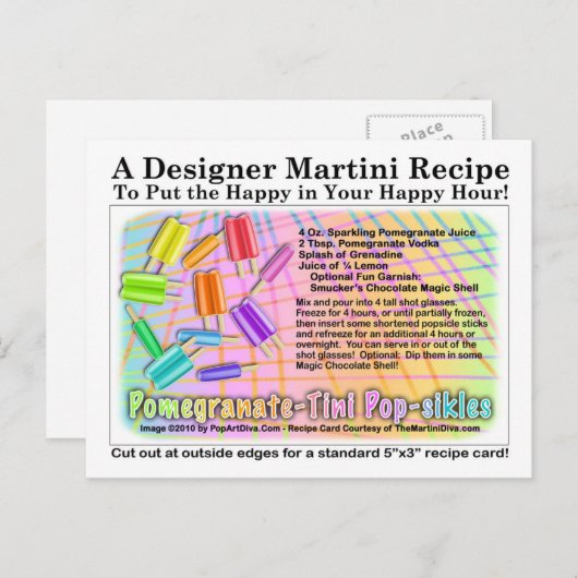 Carte postale Recette Pomegranate-Tini Pop-sikles (Devant / Derrière)