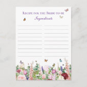Carte Postale Recette Pour La Mariée Floral & Papillon (Devant)