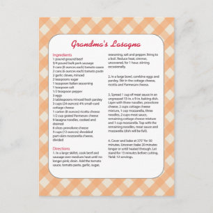 Carte Postale Recette préférée de la famille Retro - Lasagna