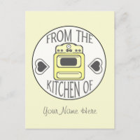 Carte postale Recette - Rétro Poêle Jaune