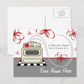 Carte postale Recette - Rétro Stove Moderne Cuisin (Devant / Derrière)