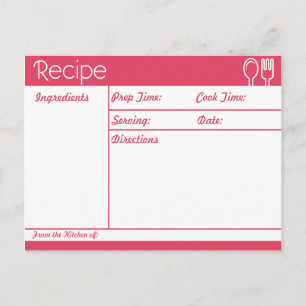 Carte Postale Recette rose simple sans ligne