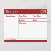 Carte Postale Recette rouge simple sans ligne (Devant)