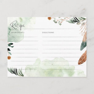 Carte Postale Recette Rustique Boho Fête des mariées verte