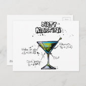 Carte Postale Recette sale de cocktail de Martini (Devant / Derrière)