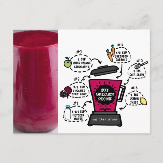 Carte Postale Recette Smoothie de la carotte de la pomme de bett (Devant)