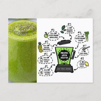 Carte Postale Recette Smoothie verte ananas